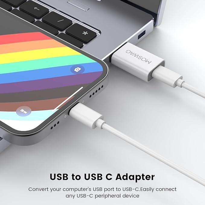 MOSWAG 3 Packs USB C Adapter USB C to USB Adapter USB Male to Type C Female Adapter Compatible with Apple MagSafe Charger,iMac,MacBook Pro,MacBook,Laptops,PC,Computers and More
