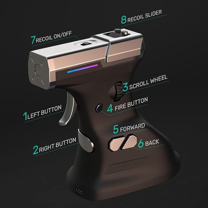 ErgoStrike7: Next-Gen FPS Gaming Mouse with Recoil (Black) - FPS Gun Grip Mouse, Ergonomic Vertical Design, Wireless/Wired USB for PC Gamers