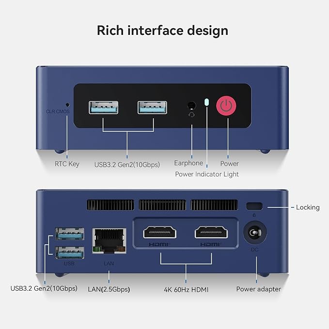 Beelink Mini PC, MINI S13 Intel Twin Lake N150 (Upgraded N100, 4C/4T), Mini Computer 16GB DDR4 RAM 500GB M.2 SATA SSD, Desktop PC Dual HDMI 4K UHD/2.5G Ethernet/WiFi6/BT5.2/W11 Home/HTPC