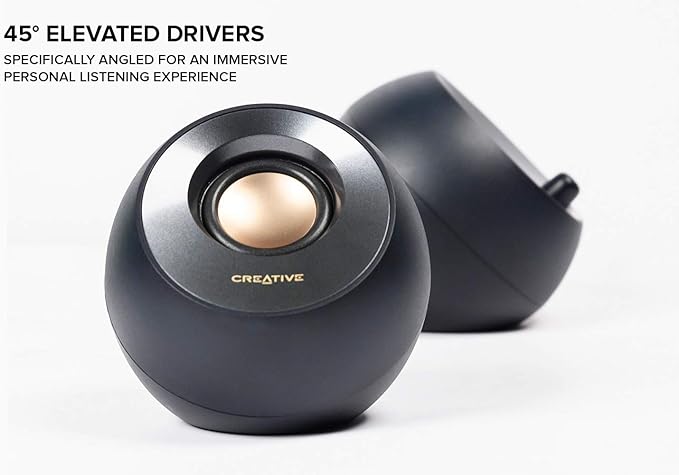 Creative Pebble V2 - Minimalistic 2.0 USB-C Powered Desktop Speakers, 3.5 mm AUX-in, Up to 8W RMS Power for Computers and Laptops, Type-A Adapter Included and Extended Cable (Black)