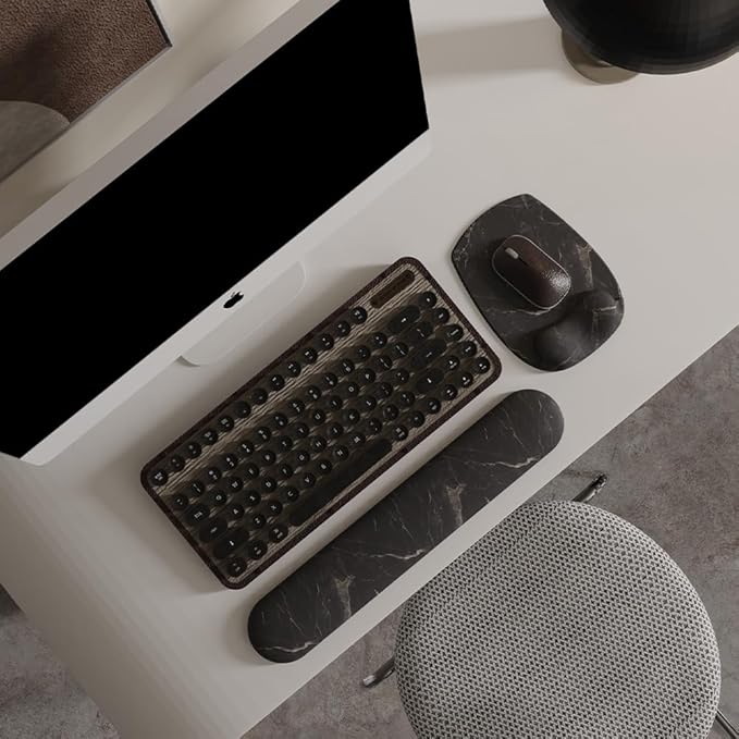 ErgoFlow Gel Wrist Rest Mouse Pad-Ergonomic Cushion for Desk, Cute Aesthetic Computer Decor for Women,Small Mousepad Mat&Laptop Pads-Office,Home Wireless Support&Ergo Accessories (08Black Marble)