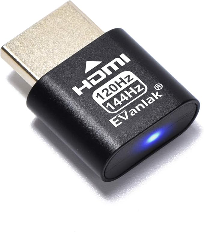 EVanlak HDMI Headless（High Rate240） HDMI Dummy Plug,Headless Ghost, Display Emulator Black 1Pcs