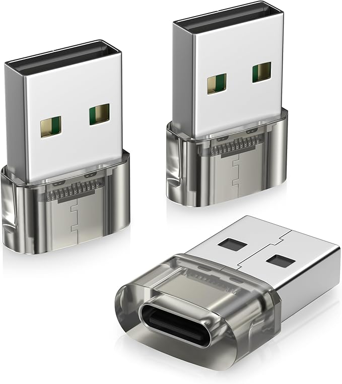 Basesailor USB to USB C Car Adapter 3Pack,Type C CarPlay Charger,USBC Female to USBA Male Converter for Apple iPhone 17 17e Air 16 15 Pro Max,Samsung S26 S25 A55,Not for iPad/Magsafe/HomePod