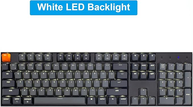 Keychron K10 Wireless Mechanical Gaming Keyboard, 104 Keys Full Size with Gateron G Pro Red Switch, White LED Backlight Rechargeable USB-C Wired Bluetooth Professional Office Keyboard for Mac/Windows