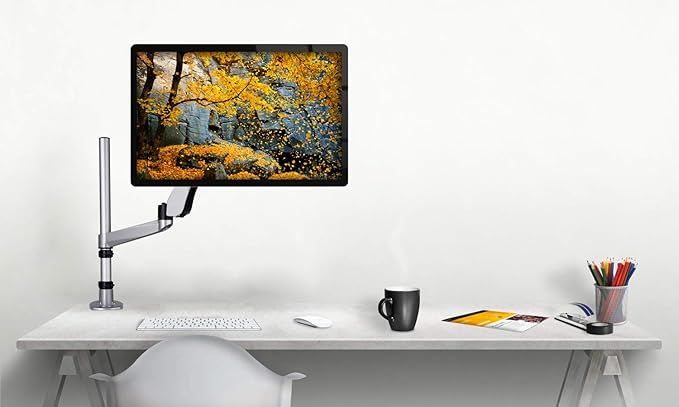 Mount-It! Premium Modular Monitor Desk Mount Arm Stand | Full Motion Gas Spring Arm Fits 19 21.5 24 27 32 Inch Computer Screens with 75 100 VESA Patterns | C-Clamp and Grommet Bases | 17.6 Pound Limit