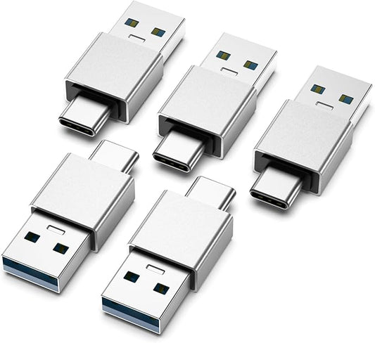 Fidioto Direct Connect! 5 Pack USB-A Male to Type-C Male Adapter Bi-Directional Data Transfer, 3.0 High-Speed - Bridge Old & New Devices | Compatible with Phones/Tablets/External HDDs