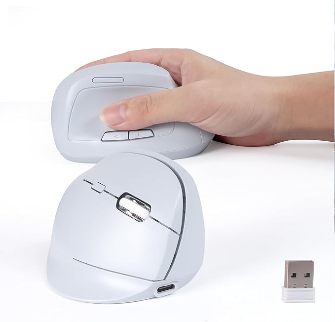 Bluetooth Wireless Vertical Mouse - Ergonomic Design, Rechargeable with Type-C, Silent Operation for Office and Home Use, Ideal for Professionals & Students (Blue)