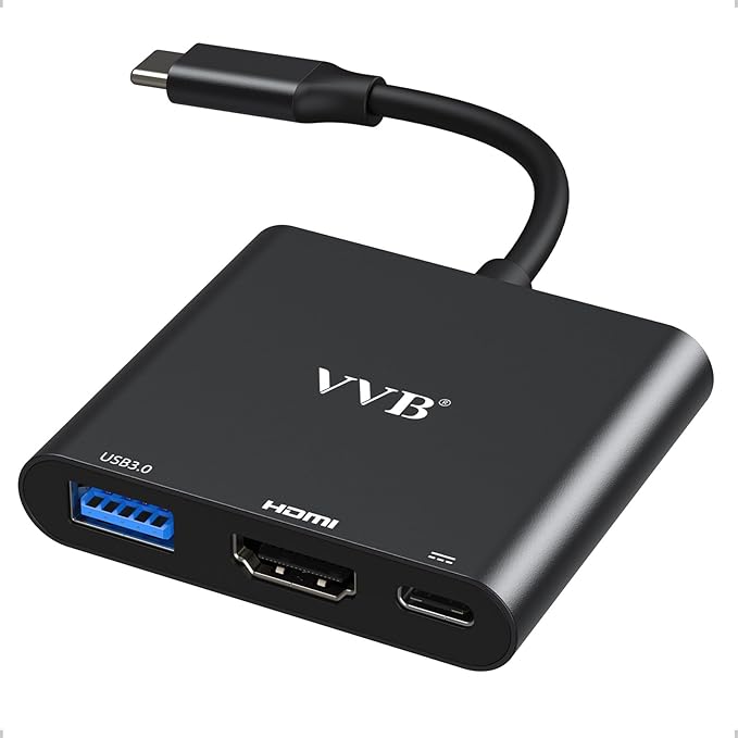 USB C to HDMI Adapter,USB-C Adapter Hub with 4K HDMI,USB3.0,Type C PD Charge Port 4K Multiport Digital AV Converter for iPad Pro/air,MacBook Pro/air,Tablet,Switch and More USBC Device