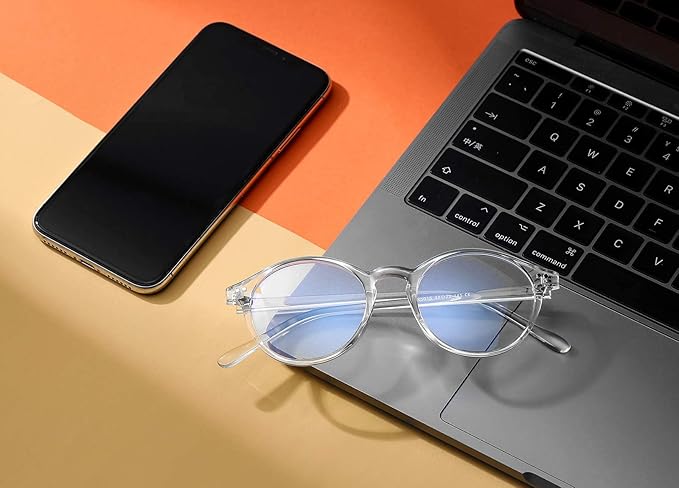HJSTES Vintage Blue Light Glasses for Women Men Round Bluelight Blocking Glasses Thick TR90 Frame Eyeglasses