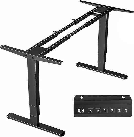 VIVO Electric Dual Motor Stand Up Desk Frame for 40 to 85 inch Table Tops, Frame Only, 3 Stage Height Adjustable DIY Workstation with Memory Controller, Black, DESK-V103E