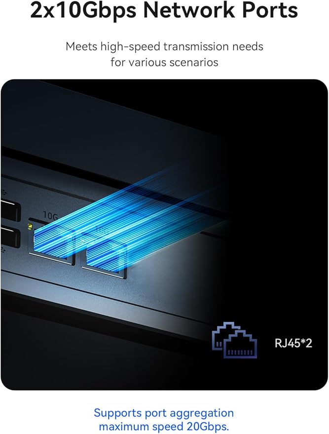 FS510402D NAS Server - 6-Bay All-Solid-State NAS Storage & Mini PC, 4X M.2 + 2X U.2 SSD, Personal Cloud Storage Device with Dual 10G Network Storage, Home NAS/Network Attached Storage