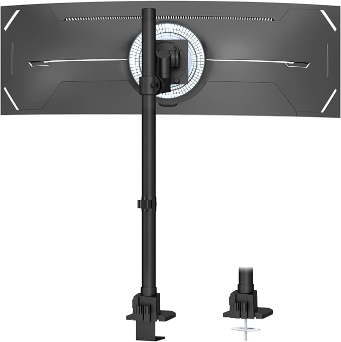 Monitor-Arm Ultrawide Heavy Duty 24-57'' - Extra Tall Aluminum Single Monitor Mount Holds up to 59.4lbs, Adjustable Desk Mount Stand, VESA 75/100 mm, Black