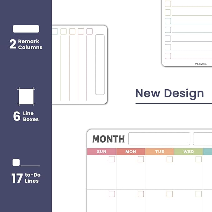 Magnetic Dry Erase Refrigerator Calendar, Vertical Monthly Planner Whiteboard for Fridge, Includes Fridge Calendar & 2 List White Boards, 4 Markers + Eraser