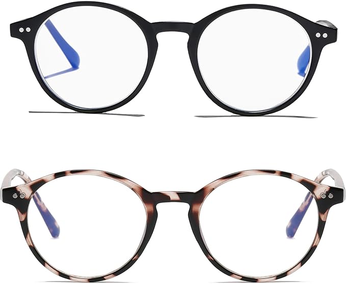 HJSTES Vintage Blue Light Glasses for Women Men Round Bluelight Blocking Glasses Thick TR90 Frame Eyeglasses