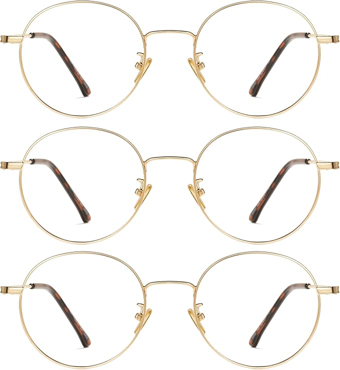 Cyxus Blue Light Glasses for Men and Women, Round Metal Frame Computer Eyeglasses for Office, Gaming, Reading 8090