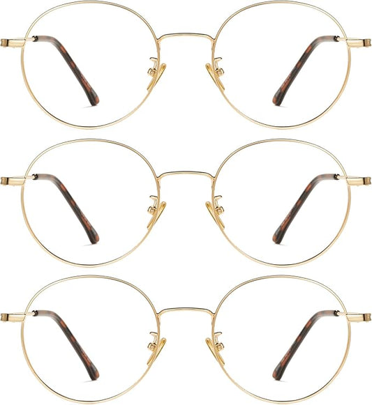 Cyxus Blue Light Glasses for Men and Women, Round Metal Frame Computer Eyeglasses for Office, Gaming, Reading 8090