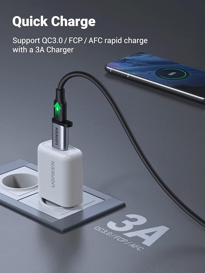 UGREEN 10Gbps USB C Female to USB Male Adapter 2 Pack, Type C to USB A Charger Cable Converter Compatible with Apple Watch iPhone 15 14 13 AirPods 3 MacBook Samsung Galaxy Note Google Pixel etc Gray