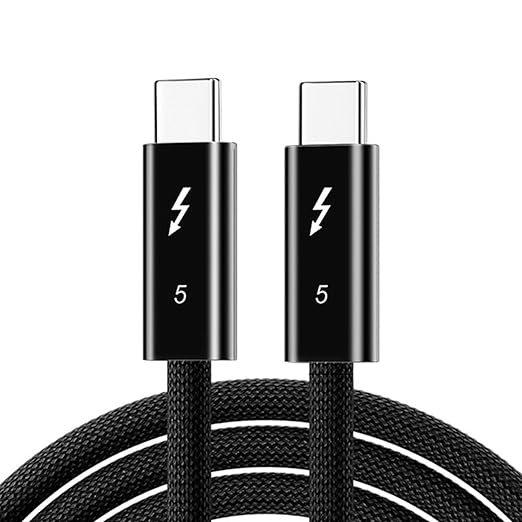 USB C Thunderbolt 5 Cable Compatible with Apple Thunderbolt 4 Cord for MacBook, iPhone 17 16 18, Lenovo, HP, SSD, Monitor, Data Transfer, Fast Charging, Monitor, Docking Station, Hub, Video Display
