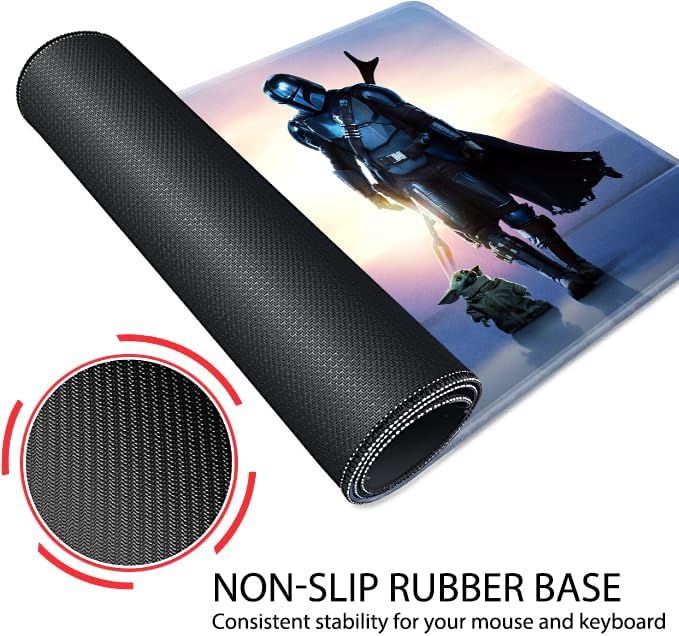 Mouse Pad Blue Sky Cute Design Stitched Edge Mousepad Non-Slip Rubber Desk Pad Funny Table Mat for Gaming and Gift(13.8 x 31.5 Inch)