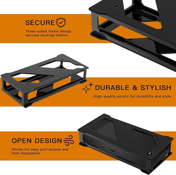 Wall and Under Desk Mount Compatible with Dell WD19 Series Dock, Acrylic Holder Docking Station Mounting Stand for Dell WD19, WD19S, WD19DC, WD19DCS, WD19TB, WD19TBS, WD22TB4 Dock