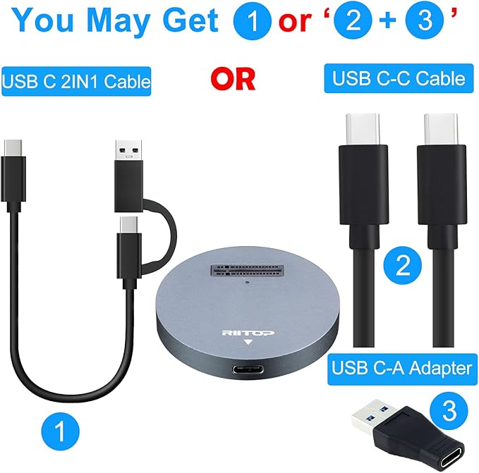 RIITOP NVMe to USB Docking Station, External M.2 PCI-e NVMe SSD to USB-C Reader Adapter for M.2 (M Key) SSD