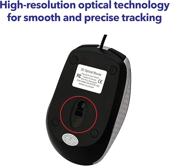 Verbatim Wired USB Computer Mouse - Corded USB Mouse for Laptops and PCs - Right or Left Hand Use, Silver 99741