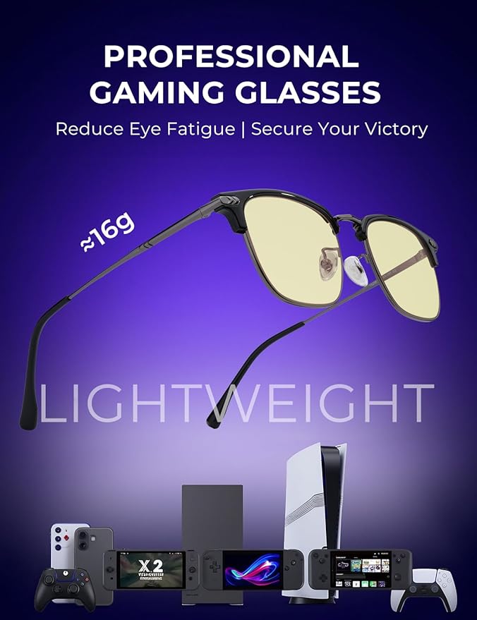 Blue Blocker Glasses for Men Metal Browline Computer Gaming Glasses Filter Blue Ray
