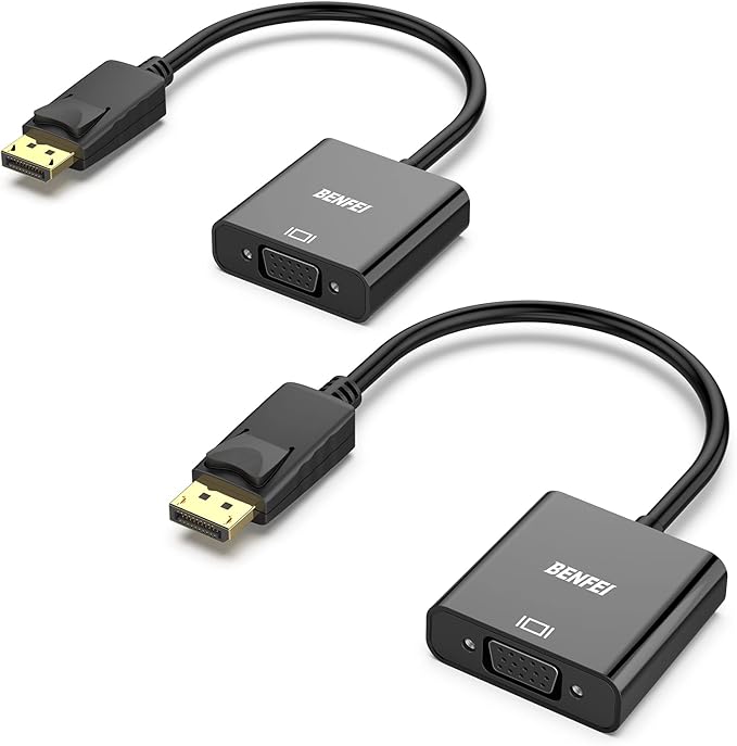 BENFEI DisplayPort to VGA 2 Pack,Gold-Plated Uni-Directional DP Computer to VGA Screen Adapter 1080P (Male to Female) Compatible for Lenovo, Dell, HP, ASUS