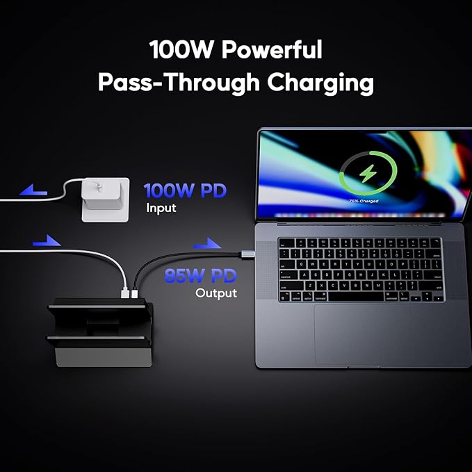 MacBook Pro Air Docking Station, Vertical USB C Laptop Docking Station with M.2 SSD Slot, HDMI 4K@60Hz, 4 USB A/C Max 10Gbps, Ethernet, SD/TF, PD Dock for MacBook/USB-C Win Laptops - Black