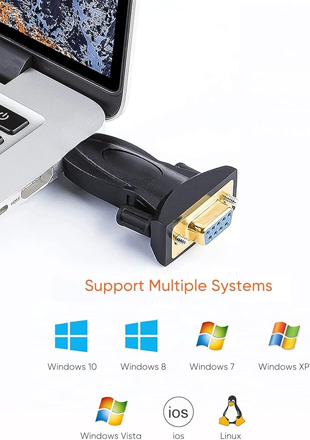 CableCreation USB to RS232 Adapter with FTDI Chipset, USB 2.0 Male to RS232 Female DB9 Serial Converter for Cashier Register, Modem, Scanner, Industriual Machinery, CNC and Above,Black
