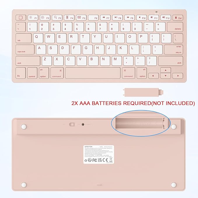 OMOTON Bluetooth Keyboard Compatible with iPad A16 11th 10th Generation, iPad 10.2 (9th/8th/7th), iPad Pro 13/12.9/11 inch, iPad Air/Mini and More iOS Devices, Pink & Pearl White