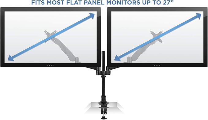 Mount-It! Premium Modular Dual Monitor Desk Mount Arms Stand | Double Gas Spring Arms Fits 19 21.5 24 27 32 Inch Computer Screens with 75 100 VESA Patterns | C-Clamp and Grommet Bases | Black