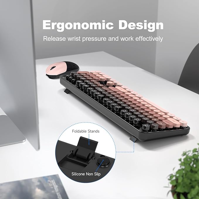 KNOWSQT Wireless Keyboard and Mouse Combo - BlackBerry-Gradient Colorful 2.4G Typewriter Full-Size Cute Keyboards - USB Receiver Plug and Play, for Computer, PC, Laptop, Desktop, Windows