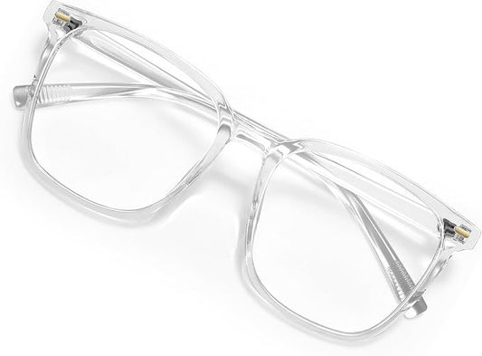 Oversized Square Blue Light Blocking Glasses for Women Men, Anti-Fatigue Computer Monitor Glasses Reduce Eye Strain