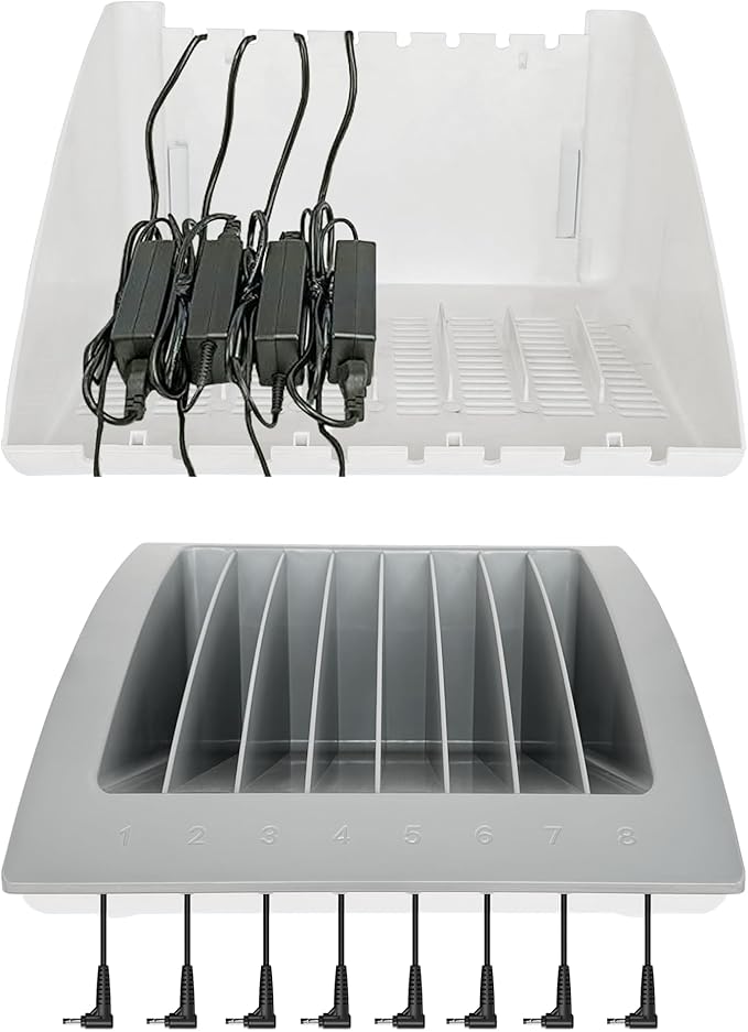 8-Device Laptop & Tablet Charging Station – Classroom & Office Organizer with Circuit Breaker & Cable Management – Fits Laptops, Chromebooks & Tablets Up to 15.6'' & 1.375'' Thick
