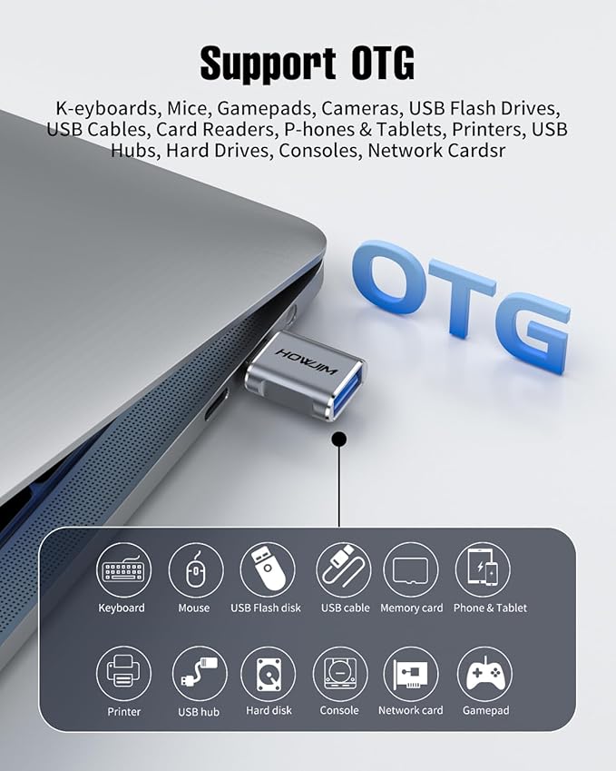 USB C to USB Adapter 4 Pack,10Gbps Data Transfer Fast Charging,Type C Male to USB 3.2 Female OTG Adapter,Aluminum Shell for Phone 17/16/15 Pro Max,Pad Pro,M-acBook Pro/Air,D-ell XPS,Chrome-book Gray