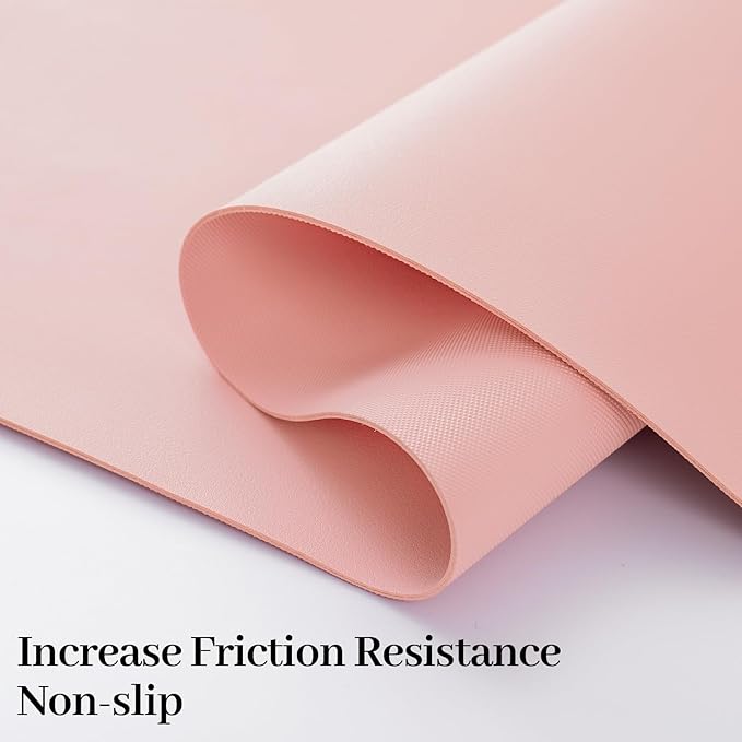 Leather Desk Pad Mat, Pink Computer Desk Mat Non-Slip, PU Large Mouse Pad for Desk, 31.5" x 15.7" Mouse Pad Waterproof Keyboard Mat for Office/Home/Decor