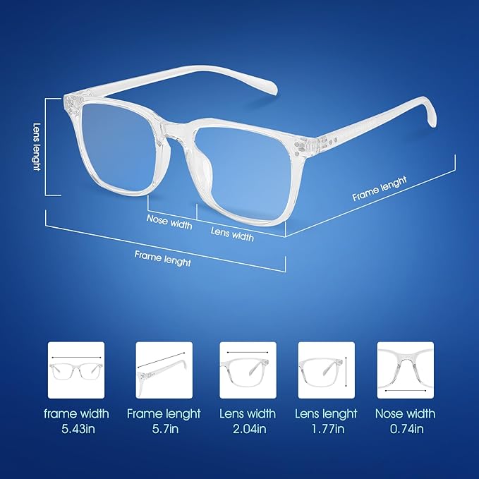 Blue Light Glasses for Men Women - Clear Blue Light Blocking Computer Gaming Glasses Anti Glare Fashion Eyewear