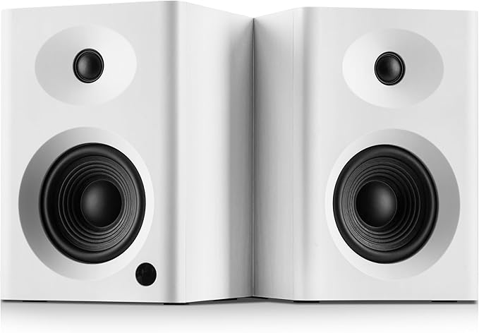 Desktop Speakers for PC, Bookshelf Speakers with Clear Highs & Punchy Bass - 4" Woofer, 80W Peak HiFi Audio for Monitor, Home Theater Sound System and Computer, White Pair