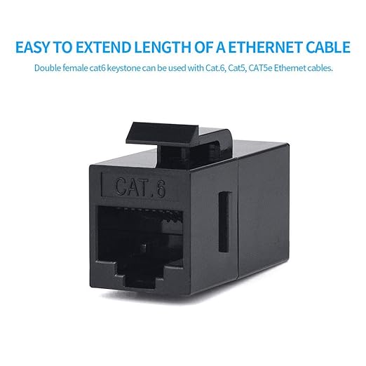 100 Pack Rj45 Coupler Cat6 Cat 6 Cat 5 Cat5 Cat5e Keystone Jack Network Cable Couplers Extender Adapter Wall Inline Patch Panel Connectors