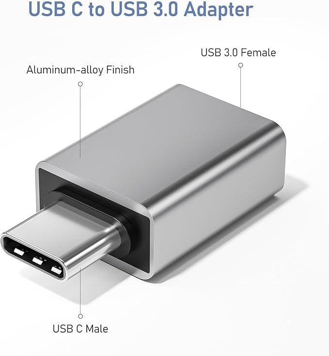 Basesailor USB C to USB Adapter 3Pack,USBC Male to USBA 3.0 Female Adapter,Type C Thunderbolt 4 OTG Converter for Apple MacBook Pro,Mac Book,iPad,Microsoft Surface Go,Samsung Galaxy S26,iPhone 17 17e