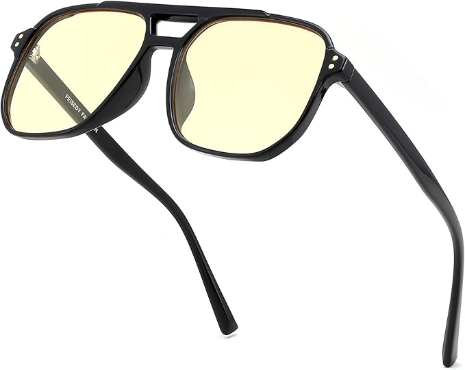 FEISEDY Amber Blue Light Glasses for Computer Gaming Orange/Yellow lens Anti Eyestrain Sleep Glasses G2835