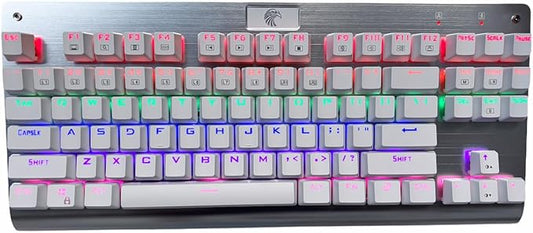 Granvela OUTEMU Brown Switches Mechanical Keyboard - Z-77 87-Key Tenkeyless | Rainbow LED Backlit | NKRO(N-Key Rollover) | Hot Swappable | Tenkeyless |Aluminium Panel -White