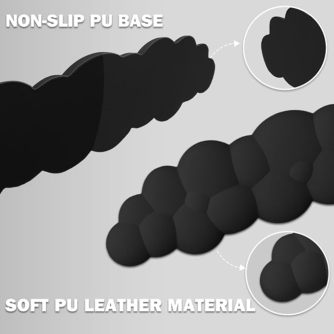 Cloud Keyboard Wrist Rest and Mouse Pad with Wrist Support Set, Ergonomic PU Leather Mouse Pads, Pain Relief Memory Foam Non-Slip Mousepad for Computer,Laptop, Black