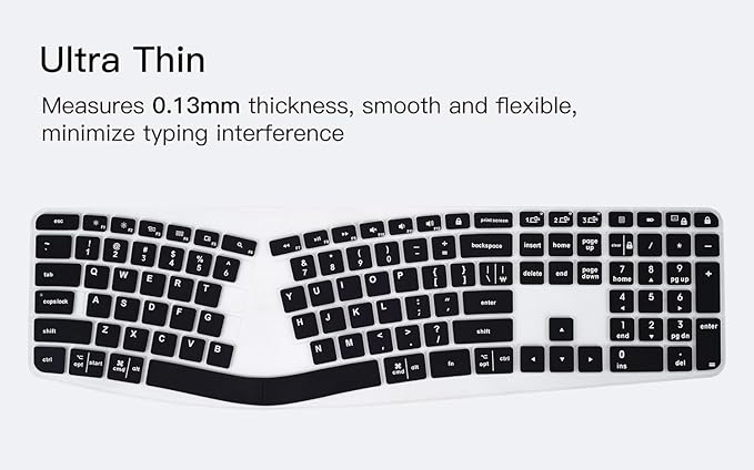 Keyboard Cover for Logitech Ergo K860 Wireless Ergonomic Keyboard, Black