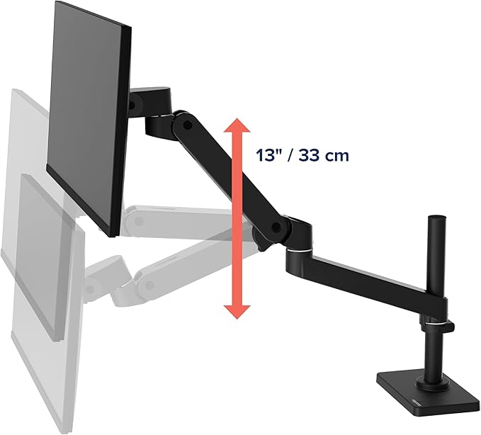 Ergotron – Upgraded LX Pro Premium Monitor Arm, Single Monitor Desk Mount – fits Flat Curved Ultrawide Computer Monitors up to 34 Inches, 4 to 22 lbs, VESA 75x75mm or 100x100mm – Tall Pole, Black