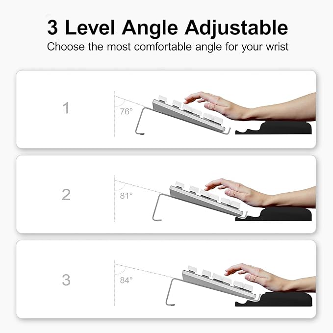 MOSISO Wrist Rest for Keyboard and Computer Keyboard Stand Set, Ergonomic Wrist Rest Pad, Woven Stripes Non-Slip Arm Rest Cushion, Easy Typing Working Acrylic Clear Holder for Office Home, Black