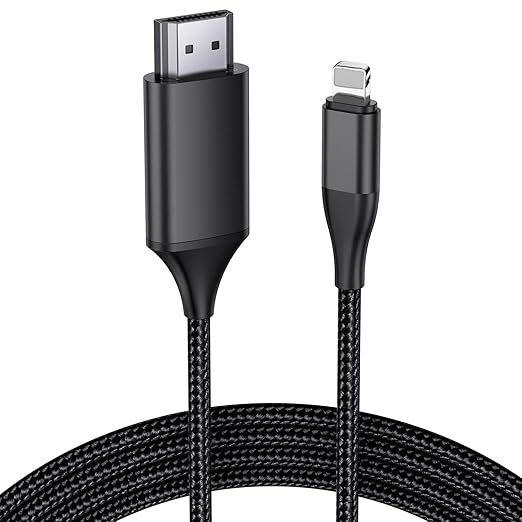 HDMI Cable for iPhone, Upgraded 1080P HDTV HDMI Cable Adapter Connector, Digital AV Video Sync Screen Compatible Converter for iPhone/i-Pad Devices, No Need Power Supply (13.2 ft, Black)