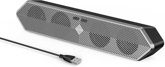 PC Speaker for Computer, Wired USB Powered Bluetooth Computer Speakers with Stereo Clear Sound, Gaming Speakers Sound Bar for Computer Desktop PC Laptop Monitor, Bluetooth & USB Input Black