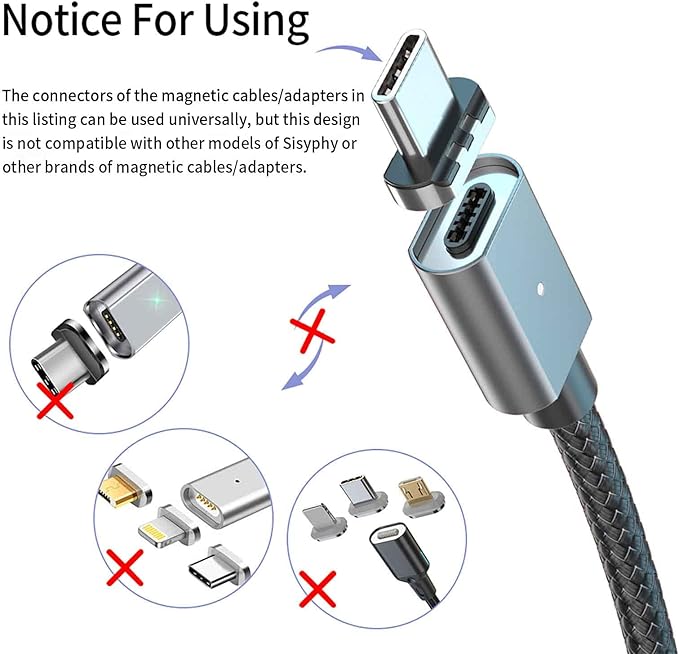 USB C Magnetic Adapter Plug Part (Device End), USB2.0 5Pins Type C Connector, Support USB PD 120W Quick Charge, Can't Use Alone